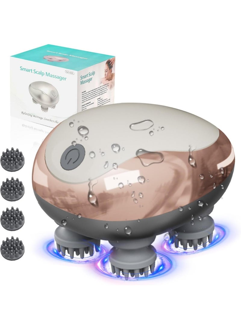 Electric Cordless Hair Scalp Massager with Kneading with 4 Heads 96 Nodes, Handheld Portable Head Massager for Hair Growth, Deep Relaxation & Clean,Ideal Gifts for Women, Men, Pets - Image 1