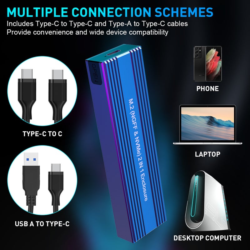 Dual Protocol M.2 Hard Disk Box 10Gbps Nvme/Sata 2-In -1 Solid State Mobile Hard Disk Box Factory - Image 5