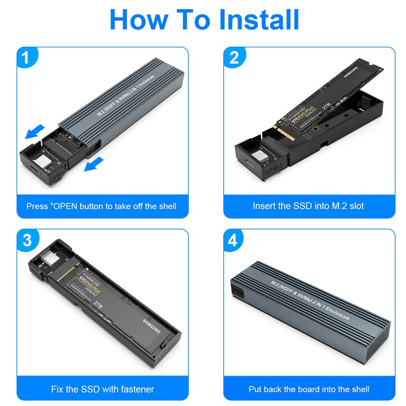 Dual Protocol M.2 Hard Disk Box 10Gbps Nvme/Sata 2-In -1 Solid State Mobile Hard Disk Box Factory - Image 4
