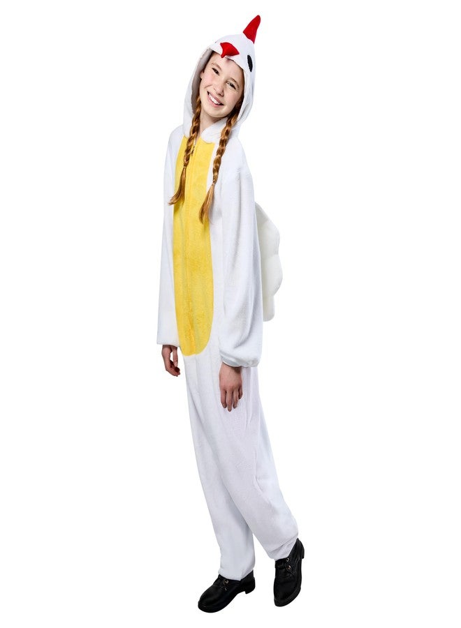 Rubies Chicken Comfywear Hooded Jumpsuit for Kids, Unisex L/XL - Image 1