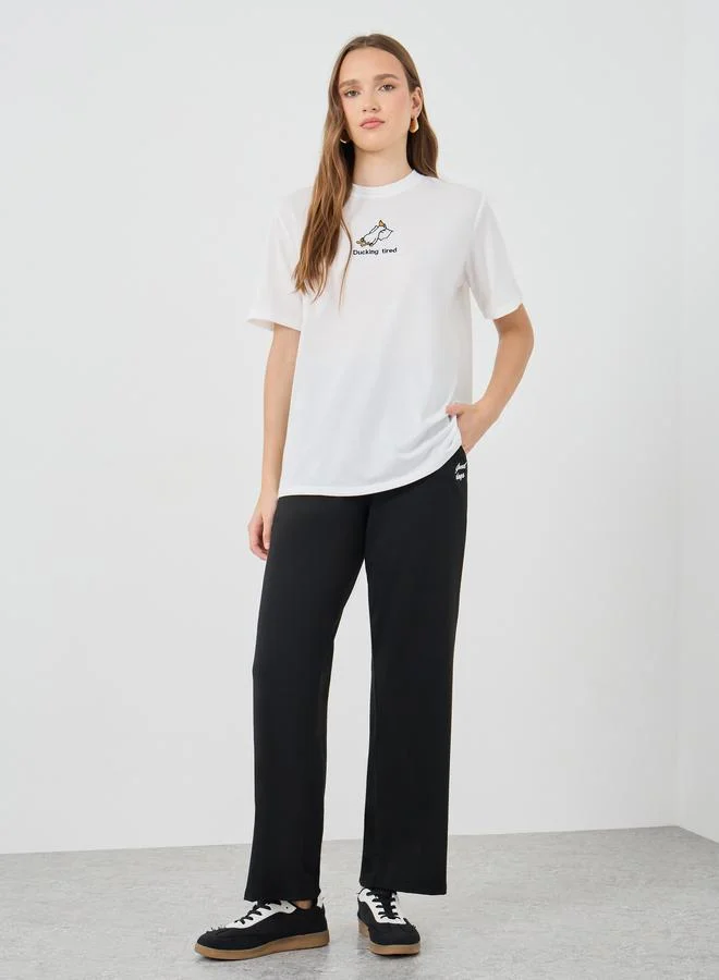 Take Two Take Two Embroidered Detail Round Neck T-Shirt