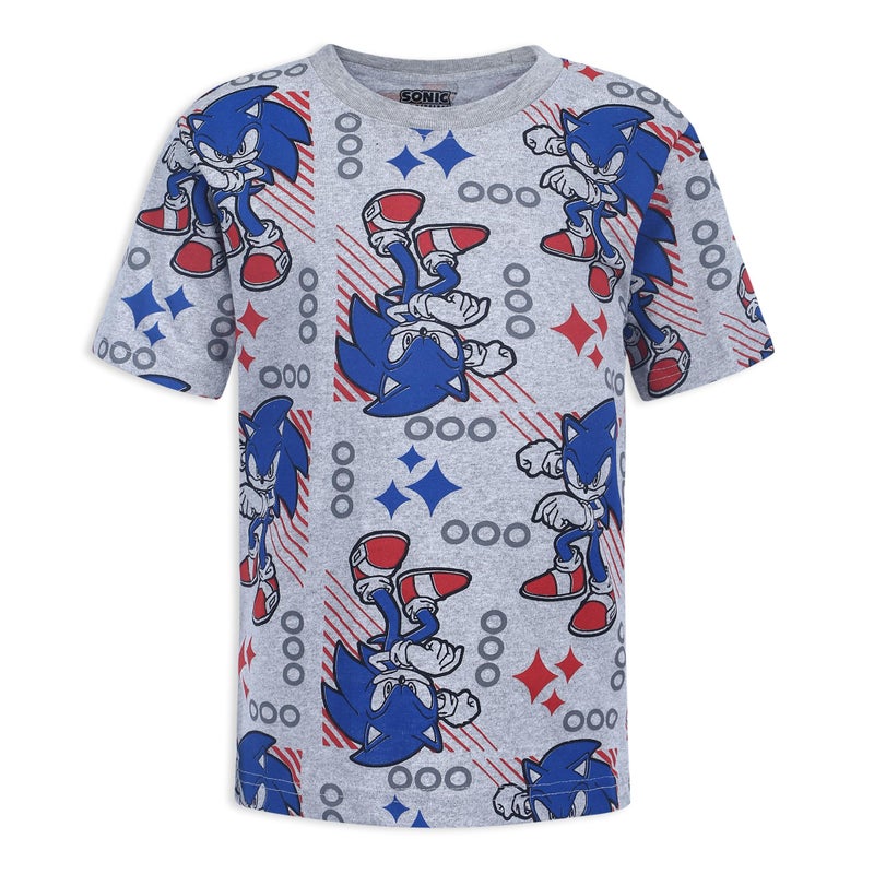 SEGA Sonic The Hedgehog Boys 2 Pack Short Sleeve T-Shirts for Little and Big Kids Black/Grey - Image 2