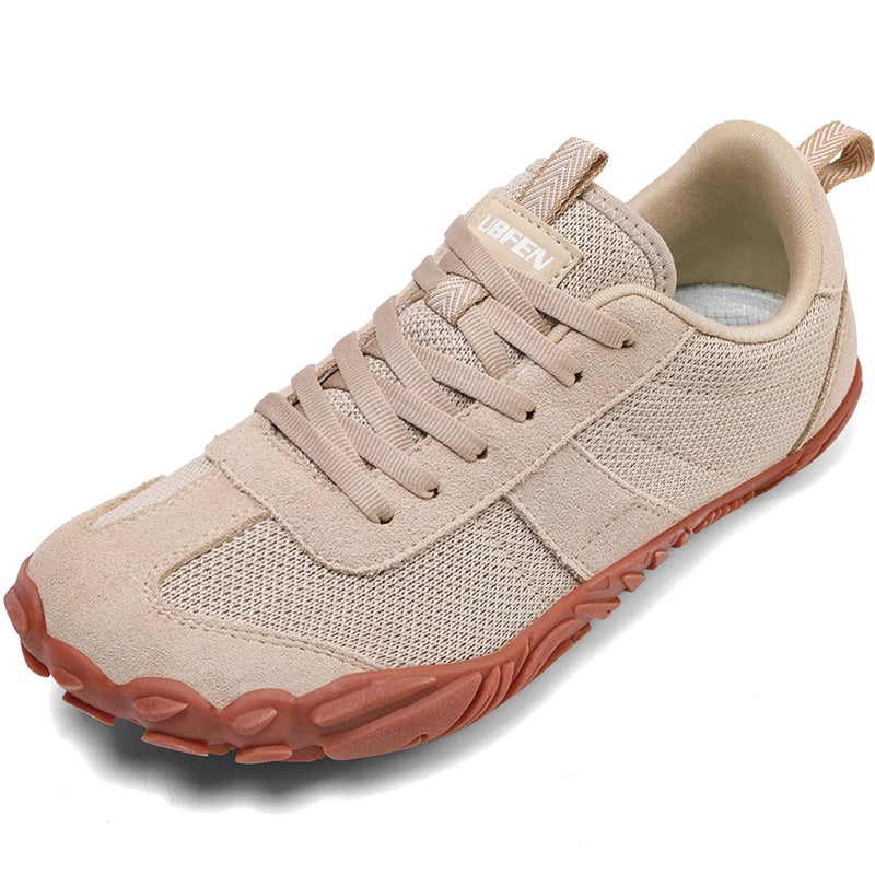 UBFEN Sneakers Barefoot Shoes for Womens Mens Minimalist Trail Running Hiking Comfortable Walking Light Brown Size US 10 Women/8.5 Men - Image 1