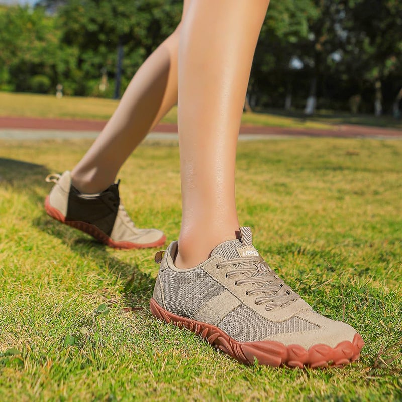 UBFEN Sneakers Barefoot Shoes for Womens Mens Minimalist Trail Running Hiking Comfortable Walking Light Brown Size US 10 Women/8.5 Men - Image 2