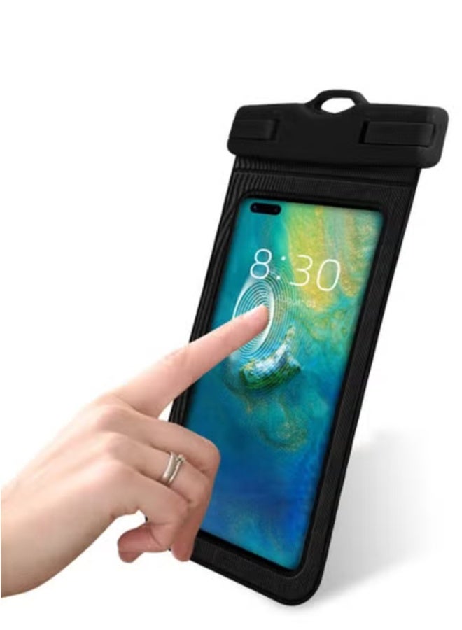 2-Piece Touch Screen Waterproof Bag Cover Waterproof Phone Bag Universal Ipx8 Ip15 Waterproof Phone Case With Hanging Rope Dry Bag 22cm * 11cm, Suitable For Beach, Swimming, Black - Image 2