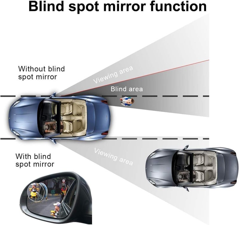 POMFW Blind Spot Mirror, 2 inch Rearview Convex Side Mirrors for Cars SUV Truck Van Stick on 3M Adhesive, Rear View HD Glass Frameless Sway Rotate adjustable Wide Angle 2PCS (Round) - Image 2