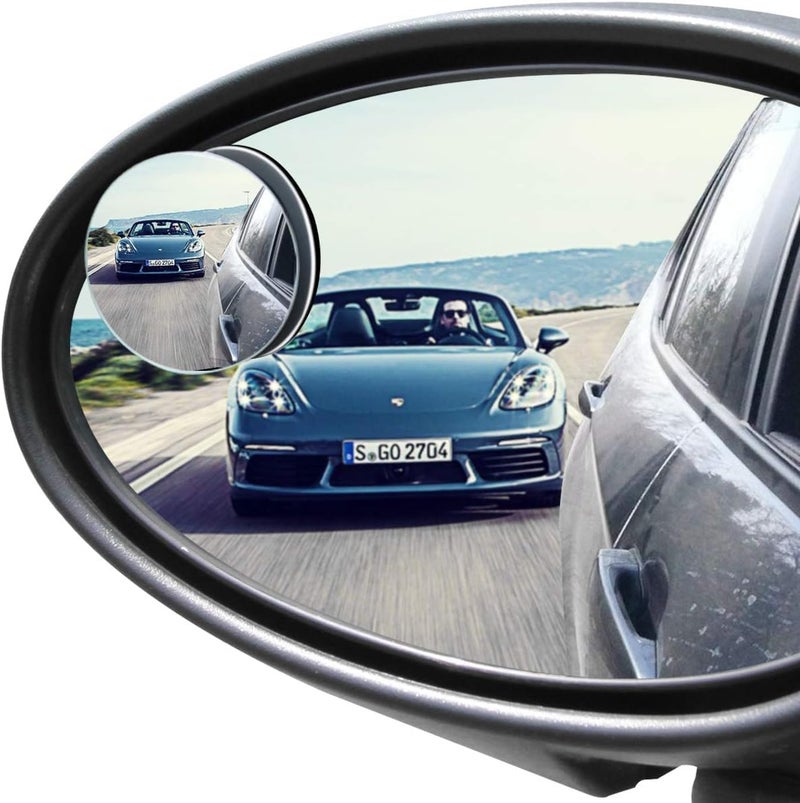POMFW Blind Spot Mirror, 2 inch Rearview Convex Side Mirrors for Cars SUV Truck Van Stick on 3M Adhesive, Rear View HD Glass Frameless Sway Rotate adjustable Wide Angle 2PCS (Round) - Image 1