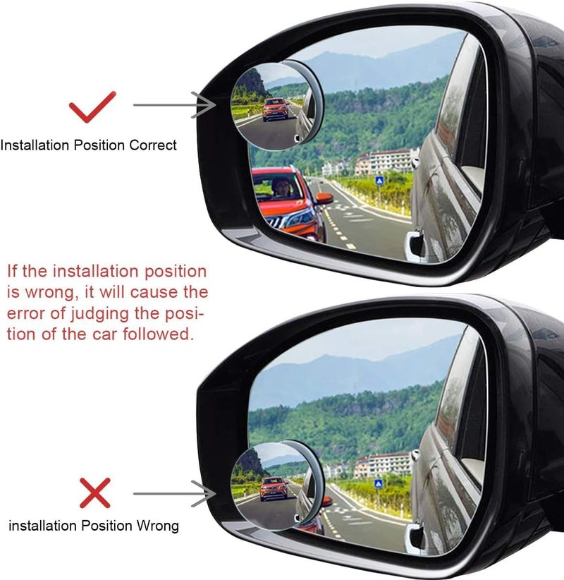 POMFW Blind Spot Mirror, 2 inch Rearview Convex Side Mirrors for Cars SUV Truck Van Stick on 3M Adhesive, Rear View HD Glass Frameless Sway Rotate adjustable Wide Angle 2PCS (Round) - Image 5
