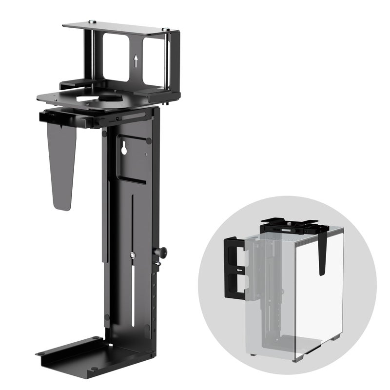 Pholiten Under Desk CPU Mount,Universal Desk Leg CPU Mount,3.94 to 11.61 inch Wide Computer Case CPU Hanger Holder,Table Beam CPU Mount Bracket Computer Tower Wall and Under Counter Holder - Image 1