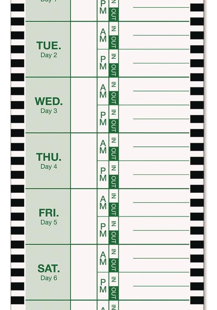 Lathem E8-100 Weekly Time Cards, 1-Sided, 8.5" x 3.75", Box of 100 - White - Image 1