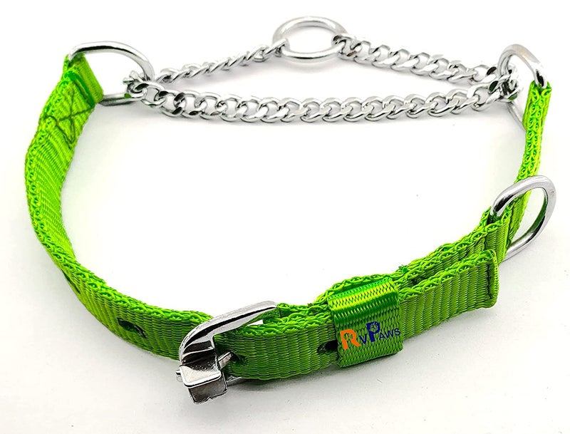 Pups&Pets Dog Nylon Half Chain Collar | Diamond Cut Stainless Steel 0.75inch | Durable Half Choke Collar for Puppies and Small Dogs (Color May Vary) - Image 1