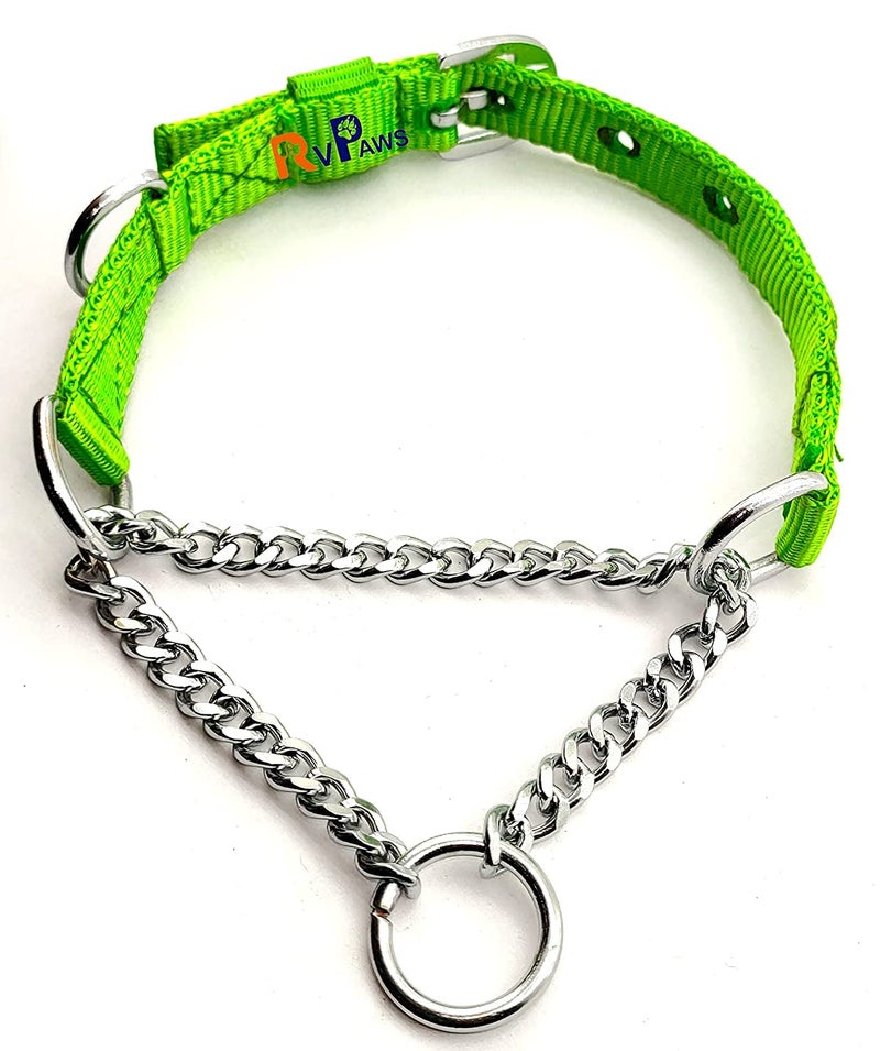 Pups&Pets Dog Nylon Half Chain Collar | Diamond Cut Stainless Steel 0.75inch | Durable Half Choke Collar for Puppies and Small Dogs (Color May Vary) - Image 2