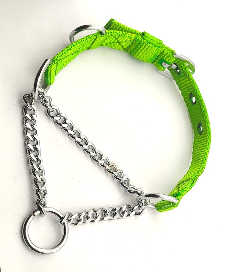 Pups&Pets Dog Nylon Half Chain Collar | Diamond Cut Stainless Steel 0.75inch | Durable Half Choke Collar for Puppies and Small Dogs (Color May Vary) - Image 3
