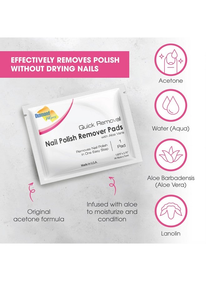 Diamond Wipes Diamond Wipes Nail Polish Remover Wipes with Aloe Vera, Acetone Nail Polish Remover Pads, 50 Individually Wrapped Nail Polish Wipes - Image 3