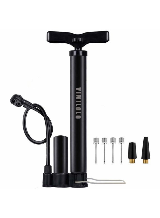 VIMILOLO Bike Pump Portable, Ball Pump Inflator Bicycle Floor Pump with high Pressure Buffer Easiest use with Both Presta and Schrader Bicycle Pump Valves-160Psi Max - Image 1