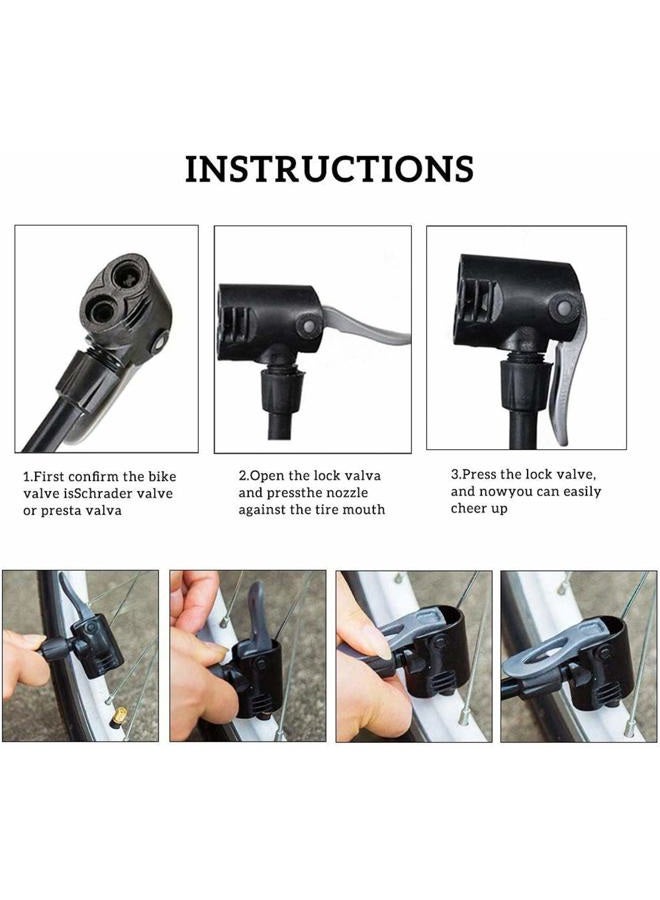 VIMILOLO Bike Pump Portable, Ball Pump Inflator Bicycle Floor Pump with high Pressure Buffer Easiest use with Both Presta and Schrader Bicycle Pump Valves-160Psi Max - Image 4