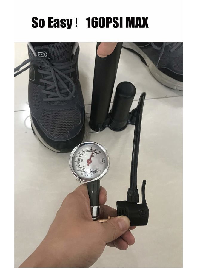 VIMILOLO Bike Pump Portable, Ball Pump Inflator Bicycle Floor Pump with high Pressure Buffer Easiest use with Both Presta and Schrader Bicycle Pump Valves-160Psi Max - Image 5