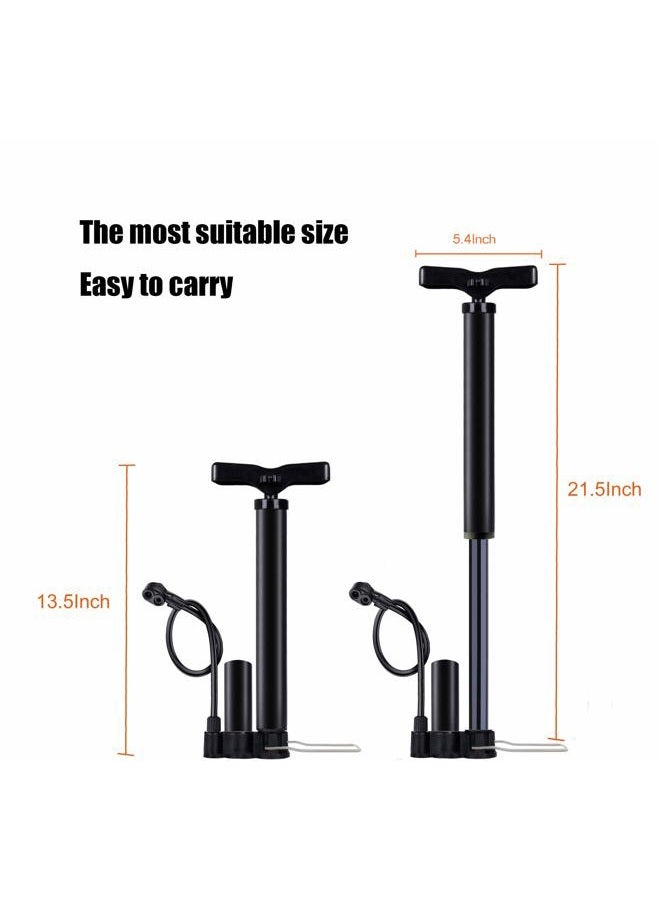 VIMILOLO Bike Pump Portable, Ball Pump Inflator Bicycle Floor Pump with high Pressure Buffer Easiest use with Both Presta and Schrader Bicycle Pump Valves-160Psi Max - Image 2