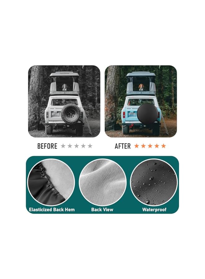 S-TOP 26-27 inch Spare Tire Cover, Universal Fit for Jeep, Trailer, RV, SUV, Truck,Tough Tire Wheel Soft Cover Diameter 26" - 27", Camper Wheel, Weatherproof Tire Protectors (Black) - Image 2