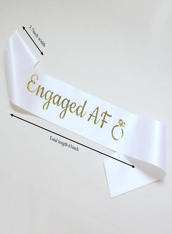 Luwigs Engaged AF Sash with Gold Lettering Wedding Party Bachelorette Engagement Party Bridal Shower Party Favors Decorations Supplies (White) - Image 3