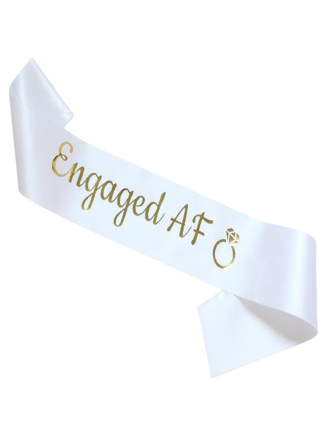 Luwigs Engaged AF Sash with Gold Lettering Wedding Party Bachelorette Engagement Party Bridal Shower Party Favors Decorations Supplies (White) - Image 1