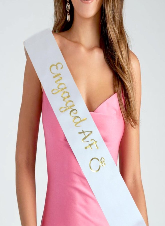 Luwigs Engaged AF Sash with Gold Lettering Wedding Party Bachelorette Engagement Party Bridal Shower Party Favors Decorations Supplies (White) - Image 2