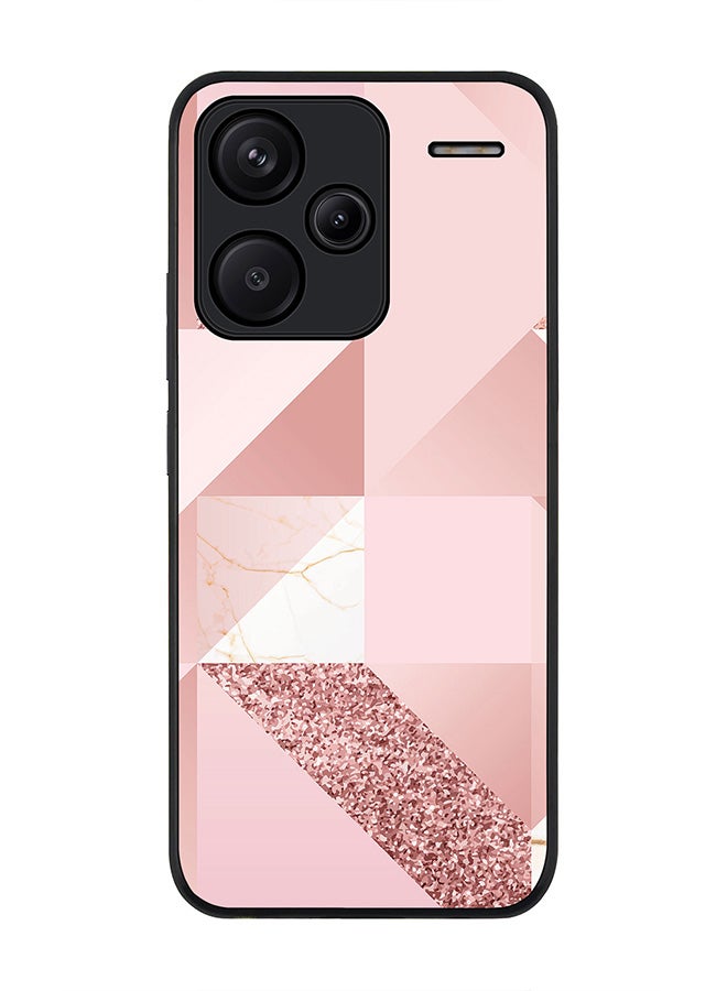 Stylizedd Rugged Black Edge Case for Xiaomi Redmi Note 13 Pro Plus, Slim fit Case Flexible Anti Drop TPU Gel Thin Cover -  Marble Pink Geometric - Image 1