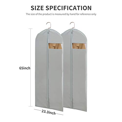 MARMINS Dress Bags for Gowns Long, 65'' Long Dress Clear Garment Bag(Set of 2, 23.3'' X 65'') - Image 5