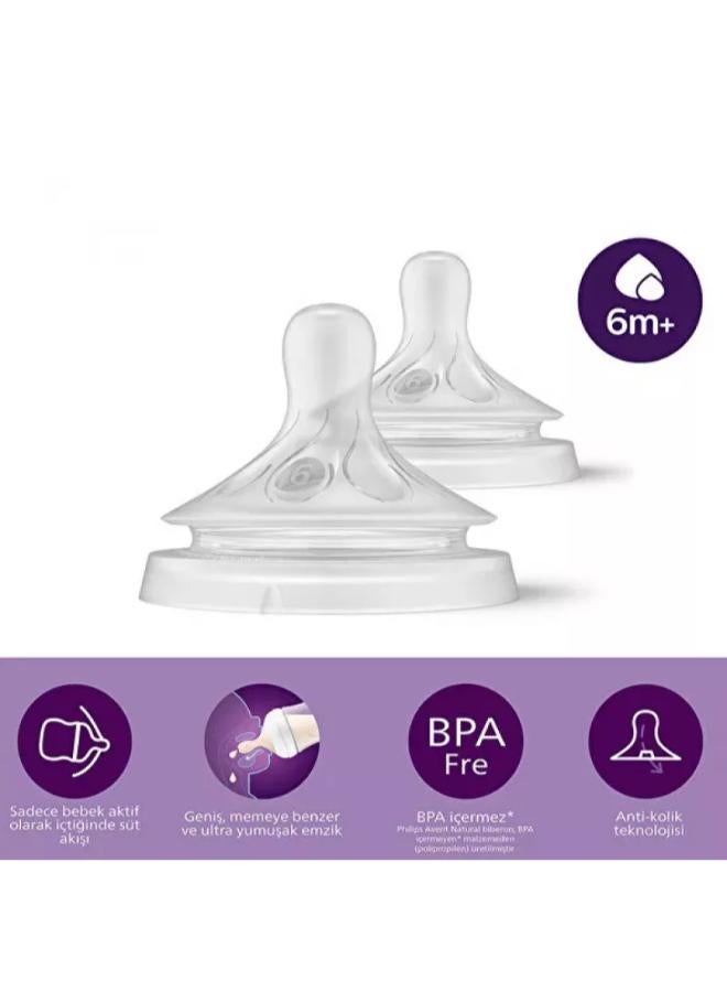 Philips Avent Avent Natural Response Nipple Flow 6 Thick Feed (6M+) - 2 Pack
