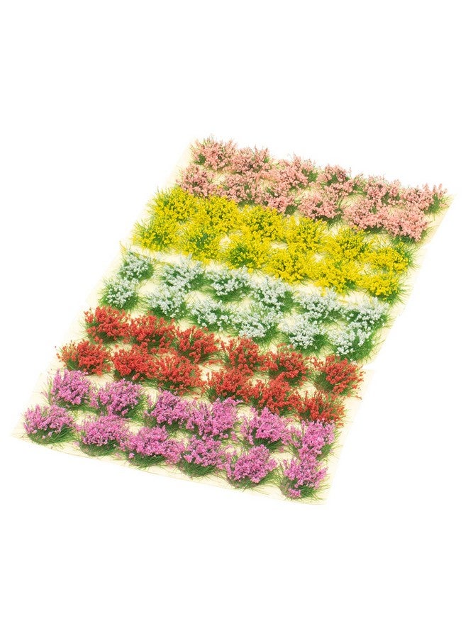 Warmtree 60 Pcs DIY Miniature Colorful Flower Cluster Self Adhesive Flower Vegetation Groups Static Grass Tufts for Train Landscape Railroad Scenery Sand Military Layout Model Miniature Bases and Dioramas - Image 1