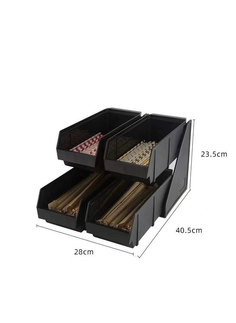 Beauenty Coffee Sleeve Storage Dispenser, Black Large Capacity Cup Lid Organizer with 2, 3 or 4 Compartments Reusable Food Grade Plastic Portable Detachable Straws Holder for Coffee Bar(4 Compartments) - Image 5