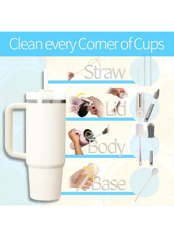 Dosanlues 8Pcs Water Bottle Cleaner Brush - Multipurpose Cup Cleaner Kit with Long Nylon Straw Brush Long Handle Silicone Bottles Cleaning for Tumbler, Sports Water Bottle, Wine Glass - Image 3