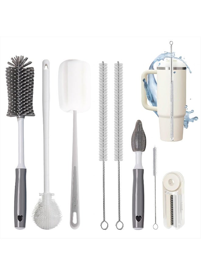 Dosanlues 8Pcs Water Bottle Cleaner Brush - Multipurpose Cup Cleaner Kit with Long Nylon Straw Brush Long Handle Silicone Bottles Cleaning for Tumbler, Sports Water Bottle, Wine Glass - Image 1