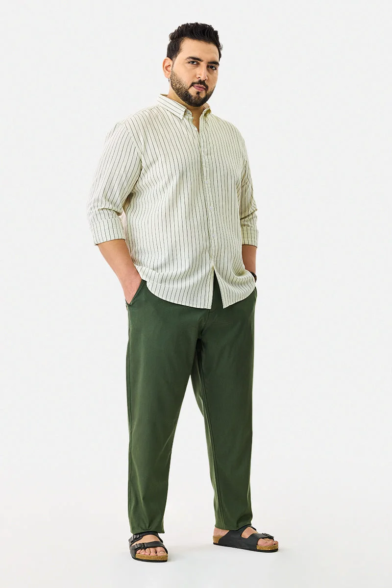 SNITCH Linen Blend Stripes Plus Size Shirt