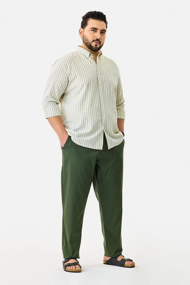 SNITCH Linen Blend Stripes Plus Size Shirt