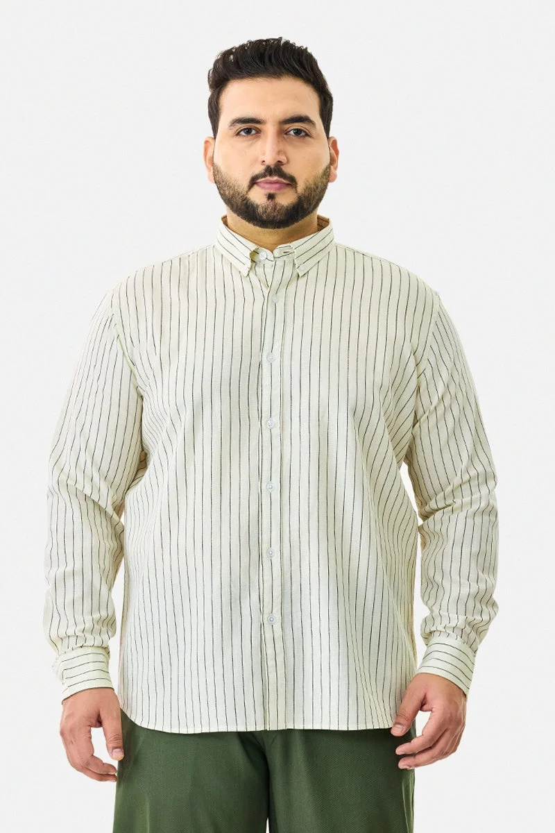SNITCH Linen Blend Stripes Plus Size Shirt