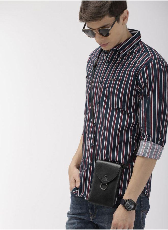 The Indian Garage Co Men Slim Fit Multi Striped Full Sleeves Cutaway Collar Casual Shirt  - Image 4