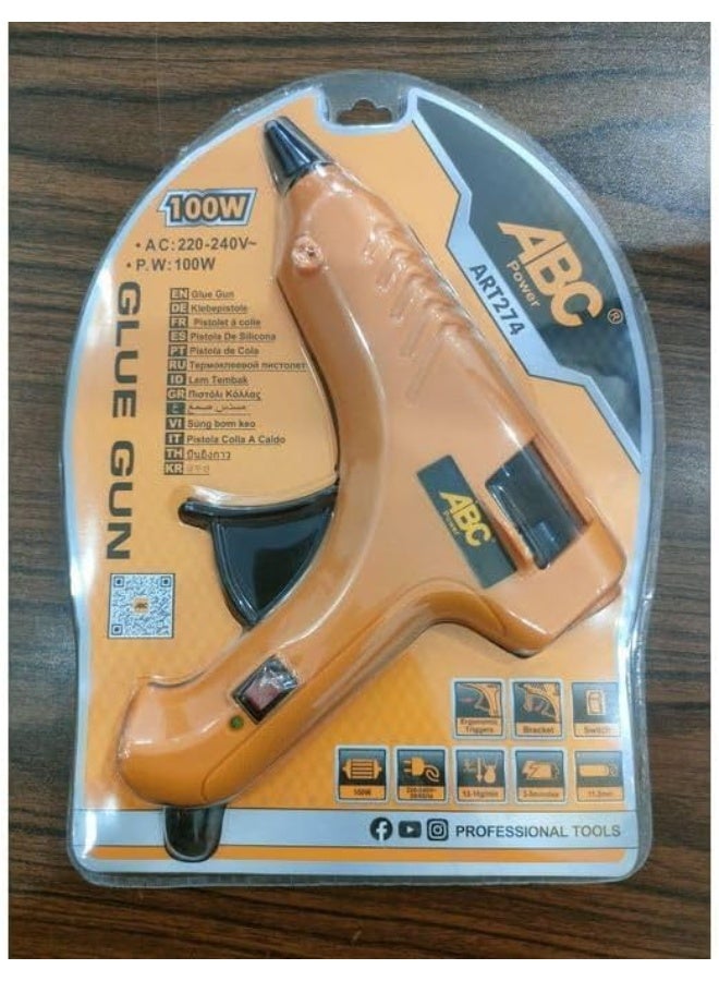 اي بي سي مسدس غراء ART274 عالي الجودة، ١٠٠ واط - برتقالي