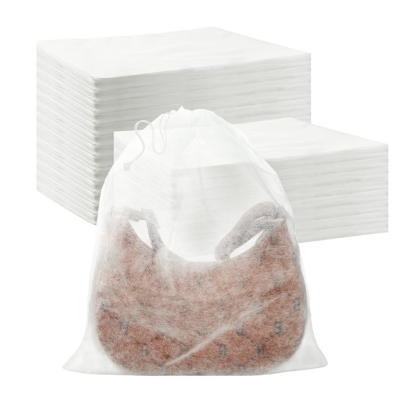 Berlune 100 Pcs Dust Bags for Purses Storage Bags for Handbags Non Woven Fabric Handbags Storage, Shoe Travel Package for Packing, Home Closet Organizer Dust Cover (15.7inx19.7in) - Image 1