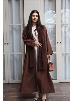 Jimmy Le Bond Textured Waves Abaya with Matching Scarf – Premium Modest Wear (Brown)  - Image 1