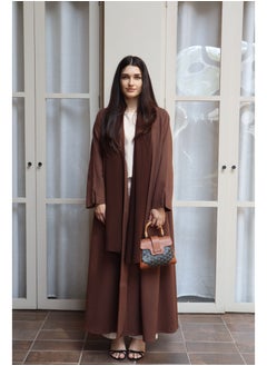 Jimmy Le Bond Textured Waves Abaya with Matching Scarf – Premium Modest Wear (Brown)  - Image 4