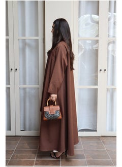 Jimmy Le Bond Textured Waves Abaya with Matching Scarf – Premium Modest Wear (Brown)  - Image 3