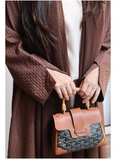 Jimmy Le Bond Textured Waves Abaya with Matching Scarf – Premium Modest Wear (Brown)  - Image 2