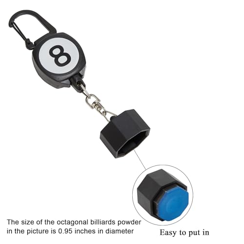 LAKE OF FIRE Billiard Chalk Holder，Pool Chalk Holder with Retractable Key Ring Black (Octagon) - Image 5