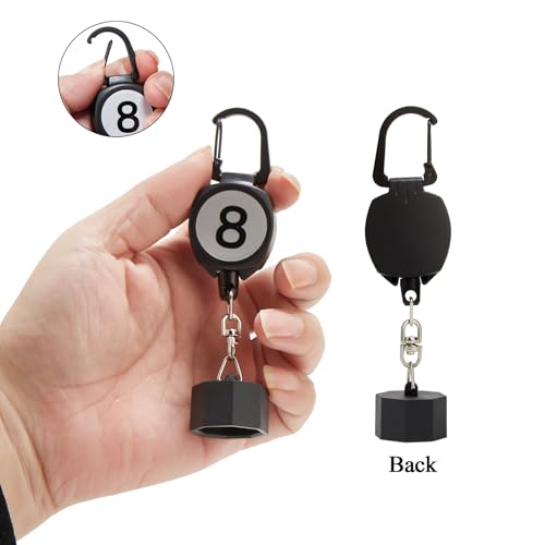 LAKE OF FIRE Billiard Chalk Holder，Pool Chalk Holder with Retractable Key Ring Black (Octagon) - Image 4