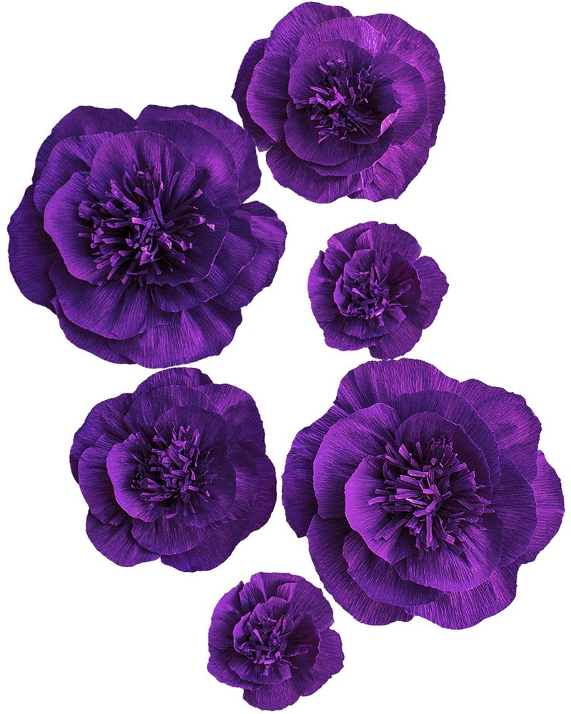 Letjolt Artificial Paper Flowers Decorations for Wall 3D Flowers for Birthday Party Wedding Backdrop Baby Shower Bridal ShowerPurple Set 6