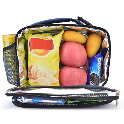 Amersun Men's Lunch Box, Water-Resistant, Oxford Fabric, Padded Liner, 2 Pockets, Blue - Image 2