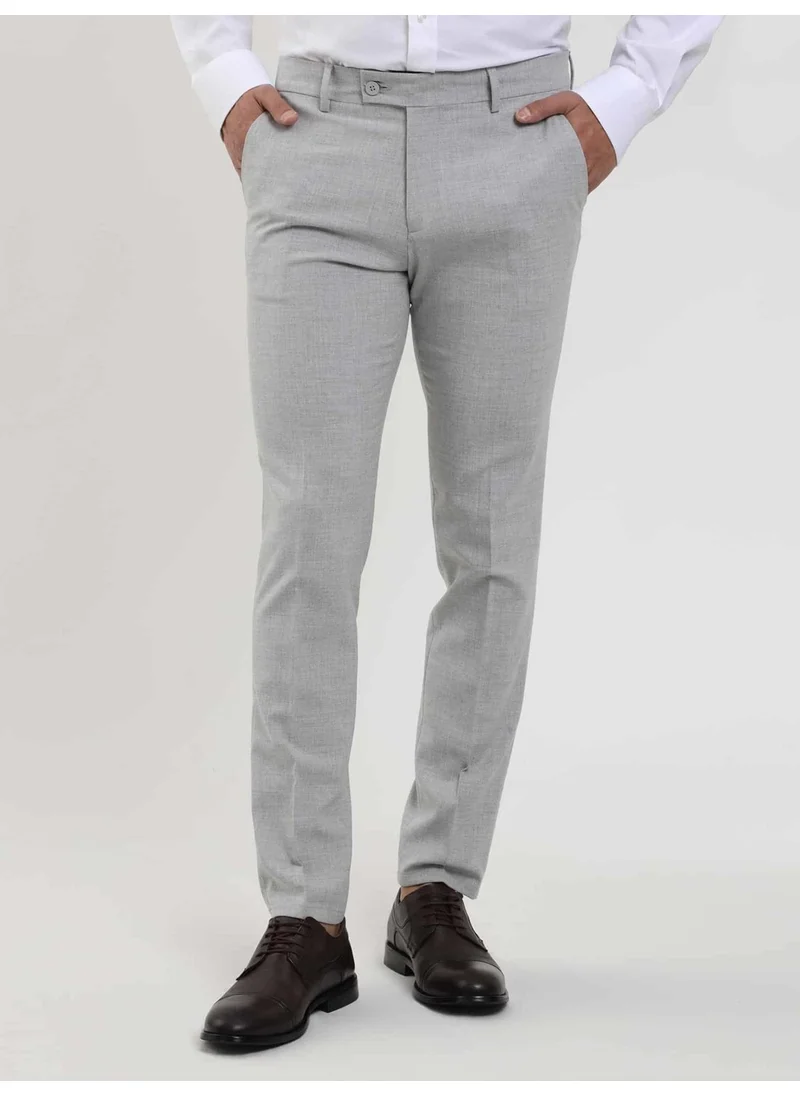 Dufy Gray Men's Extra Slim Fit Melange Patterned Classic Trousers - 103508