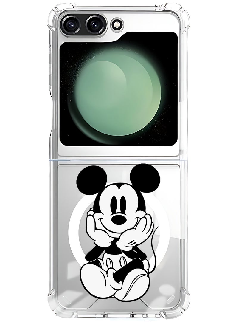 Theodor Magnetic Case for Samsung Galaxy Z Flip 6 Compatible with MagSafe Wireless Charging, Shockproof Phone Bumper Cover Mickey sitting - Image 1