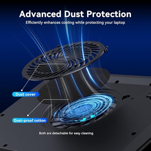 llano V13 Gaming Laptop Cooler, Laptop Cooling Pad Stand with 5.5inch External Cooling Fan, Fast Cooling Computer Laptop 15.6-21in, Adjustable Speed, Touch Control, 3-Port USB A, A Mouse Pad Included - Image 3